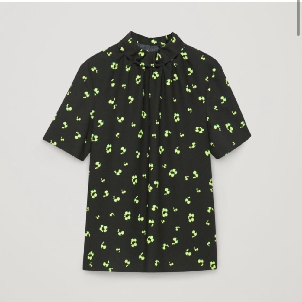 COS Frill Neck Printed Blouse